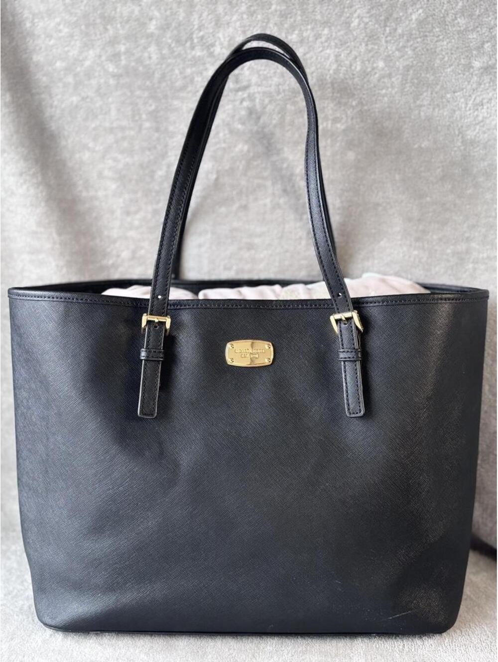 Michael Kors Black Saffiano Leather Jet Set Fulton Large Tote Bag - VGUC